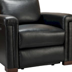 Fauteuil inclinable électrique contemporain classique en cuir véritable Alicia de 88 cm de large avec port USB