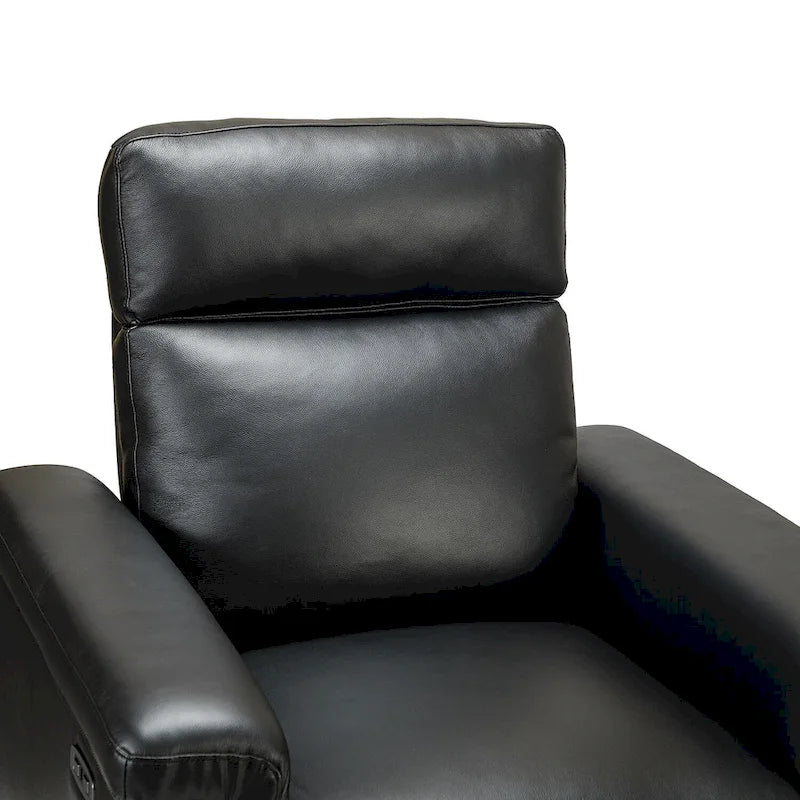 Fauteuil inclinable électrique contemporain classique en cuir véritable Alicia de 88 cm de large avec port USB
