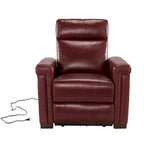 Fauteuil inclinable électrique contemporain classique en cuir véritable Alicia de 88 cm de large avec port USB