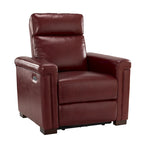 Fauteuil inclinable électrique contemporain classique en cuir véritable Alicia de 88 cm de large avec port USB