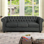 Morden Fort Ensemble 2 pièces Chesterfield capitonné, canapé et causeuse, en tissu, lin, pour salon