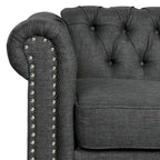 Morden Fort Ensemble 2 pièces Chesterfield capitonné, canapé et causeuse, en tissu, lin, pour salon
