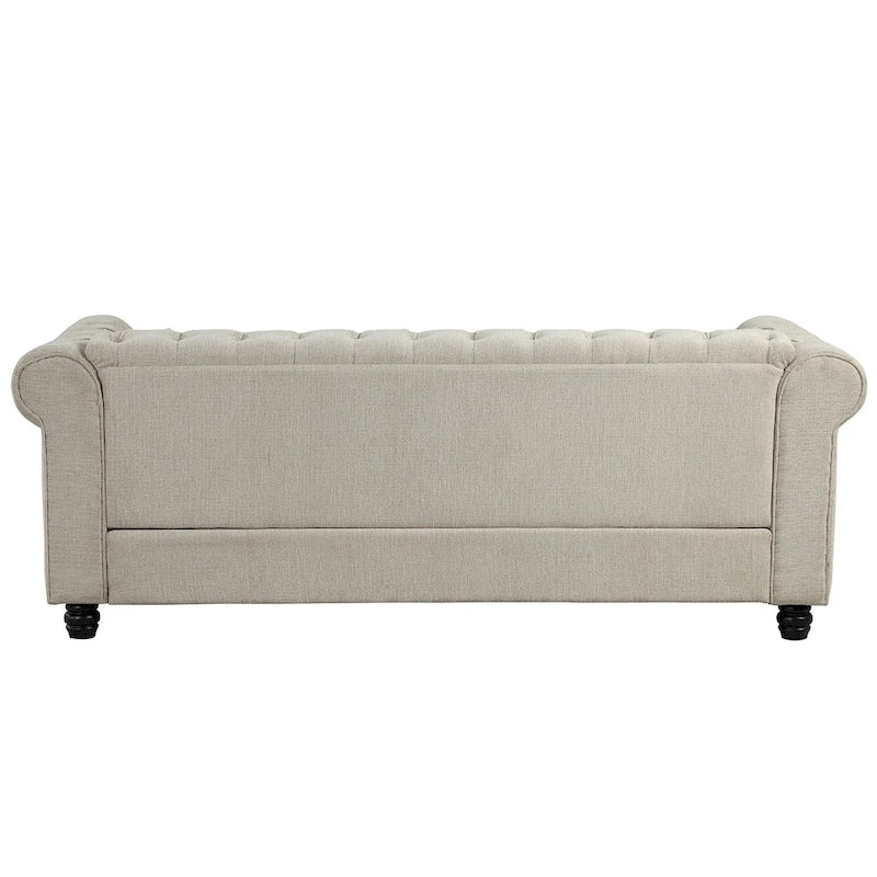 Morden Fort Ensemble 2 pièces Chesterfield capitonné, canapé et causeuse, en tissu, lin, pour salon
