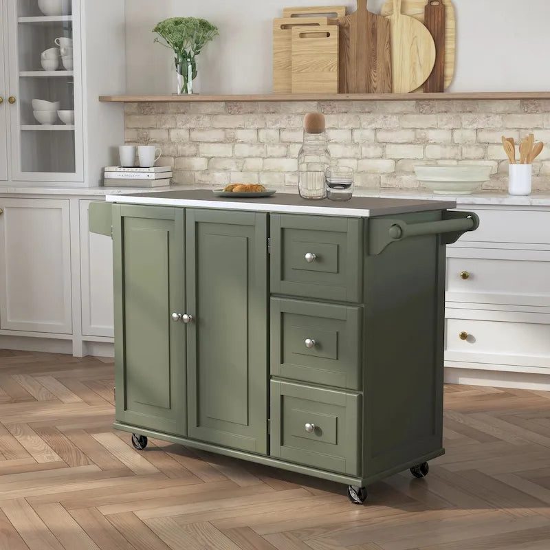 Desserte de cuisine Dolly Madison avec plateau en acier inoxydable par Homestyles