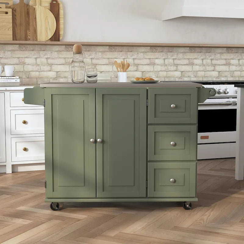 Desserte de cuisine Dolly Madison avec plateau en acier inoxydable par Homestyles