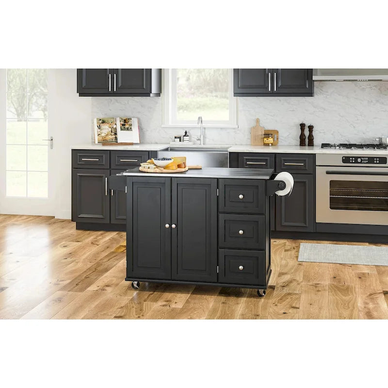 Desserte de cuisine Dolly Madison avec plateau en acier inoxydable par Homestyles