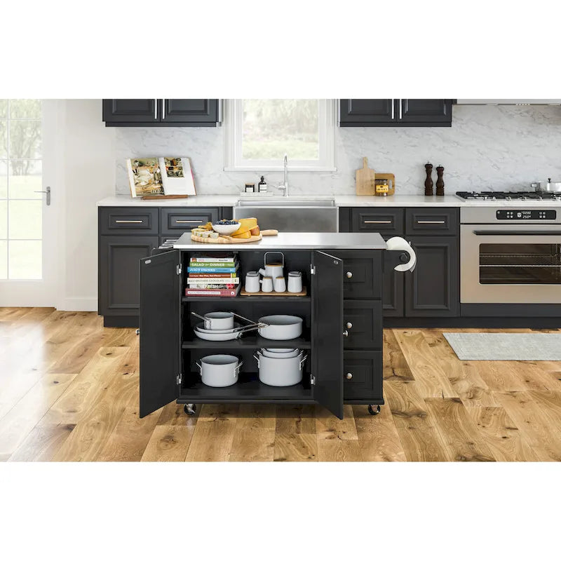 Desserte de cuisine Dolly Madison avec plateau en acier inoxydable par Homestyles