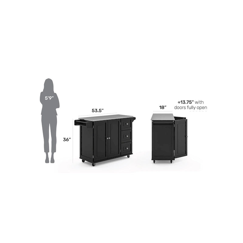 Desserte de cuisine Dolly Madison avec plateau en acier inoxydable par Homestyles