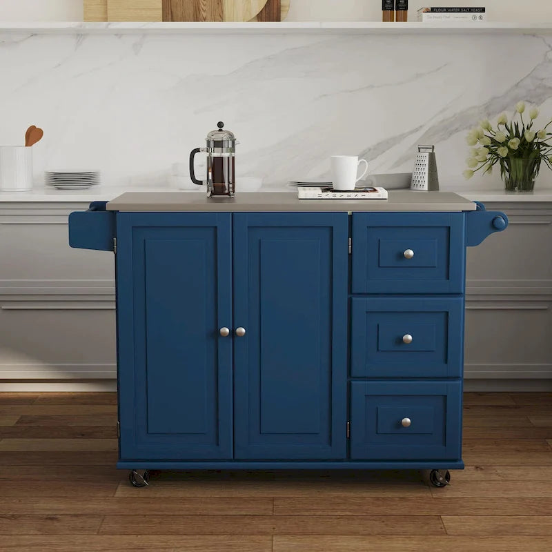 Desserte de cuisine Dolly Madison avec plateau en acier inoxydable par Homestyles
