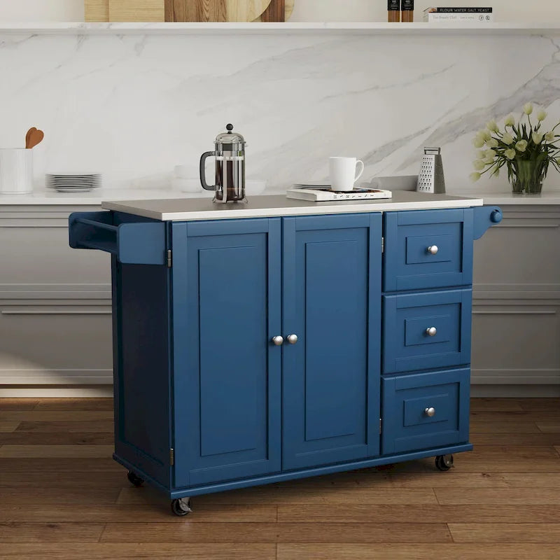 Desserte de cuisine Dolly Madison avec plateau en acier inoxydable par Homestyles