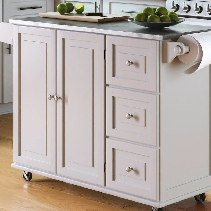 Desserte de cuisine Dolly Madison avec plateau en acier inoxydable par Homestyles