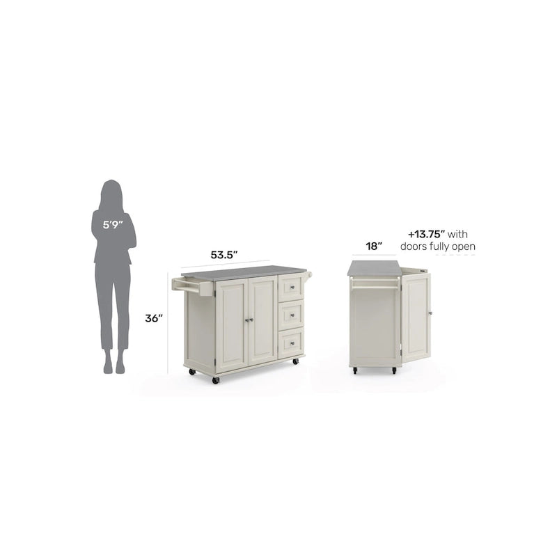 Desserte de cuisine Dolly Madison avec plateau en acier inoxydable par Homestyles