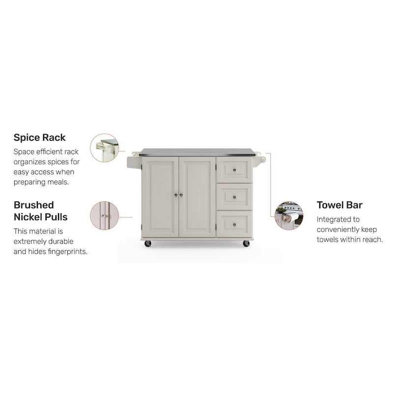 Desserte de cuisine Dolly Madison avec plateau en acier inoxydable par Homestyles