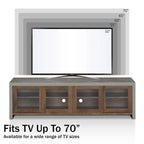 Meuble TV de rangement multifonctionnel en verre Haylin Contemporary de 71 pouces