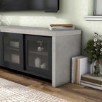 Meuble TV de rangement multifonctionnel en verre Haylin Contemporary de 71 pouces