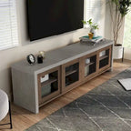 Meuble TV de rangement multifonctionnel en verre Haylin Contemporary de 71 pouces