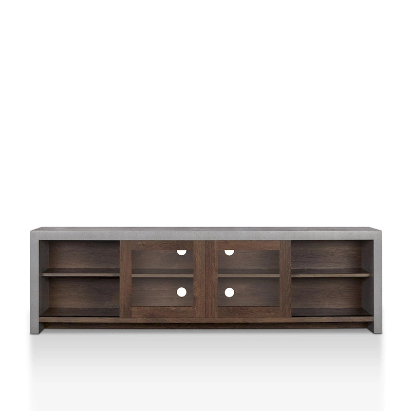 Meuble TV de rangement multifonctionnel en verre Haylin Contemporary de 71 pouces