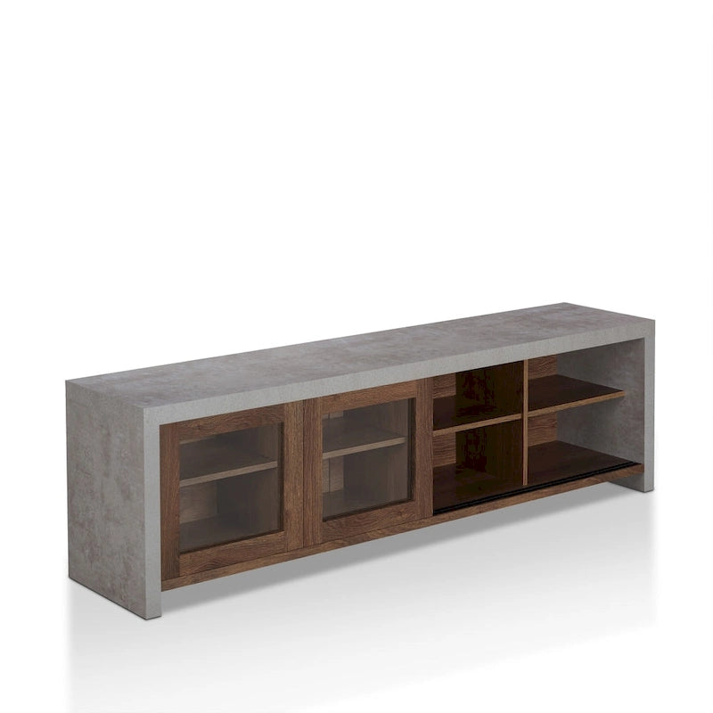 Meuble TV de rangement multifonctionnel en verre Haylin Contemporary de 71 pouces
