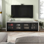 Meuble TV de rangement multifonctionnel en verre Haylin Contemporary de 71 pouces