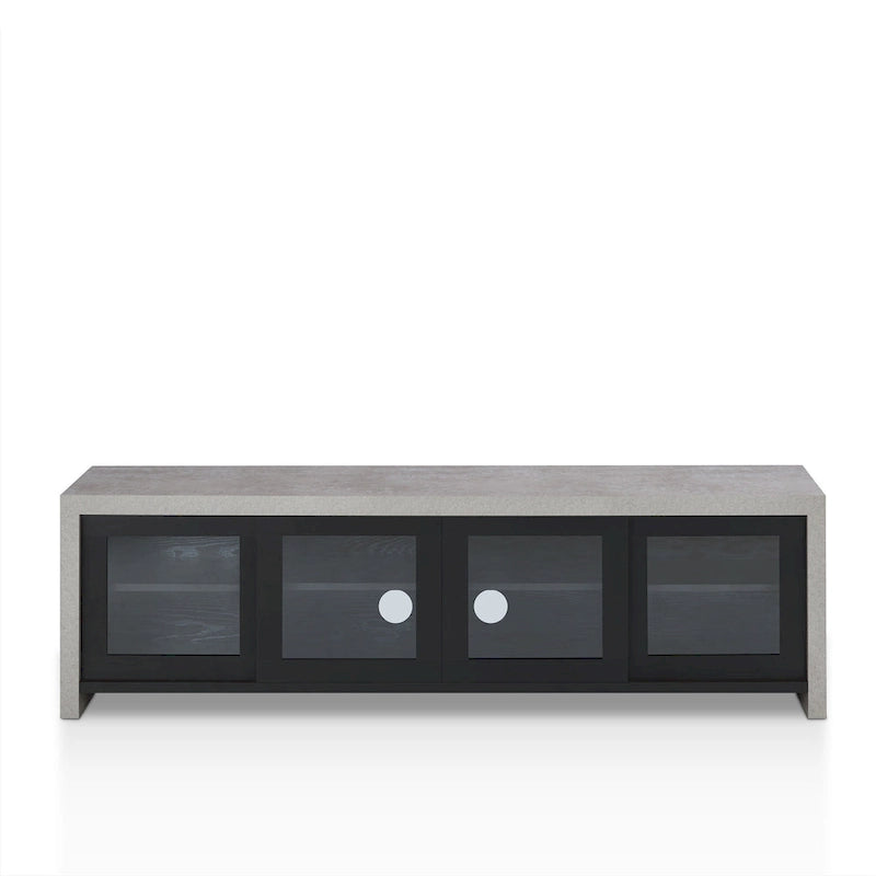 Meuble TV de rangement multifonctionnel en verre Haylin Contemporary de 71 pouces