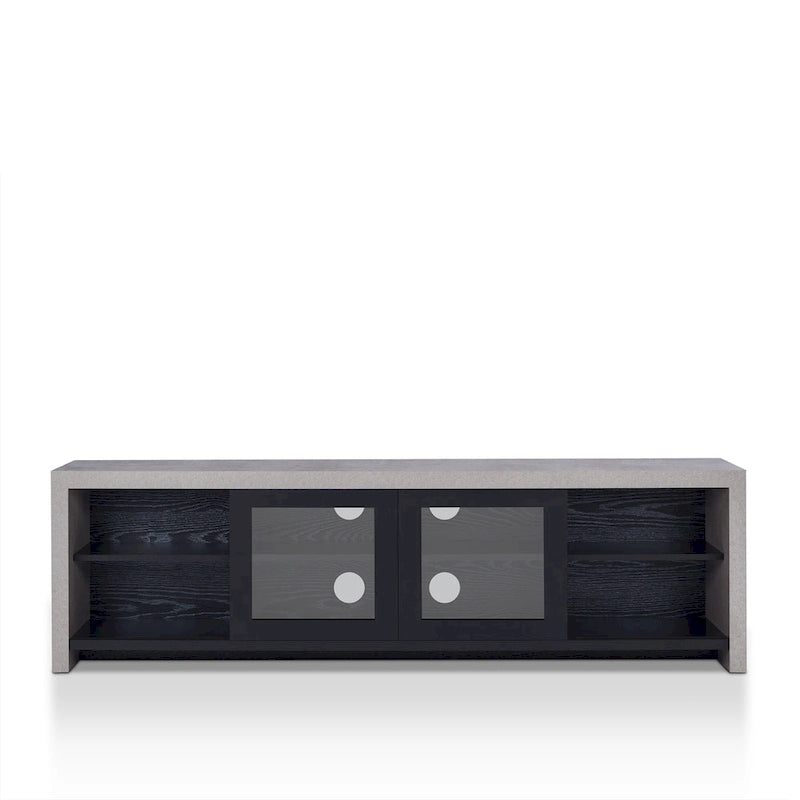 Meuble TV de rangement multifonctionnel en verre Haylin Contemporary de 71 pouces