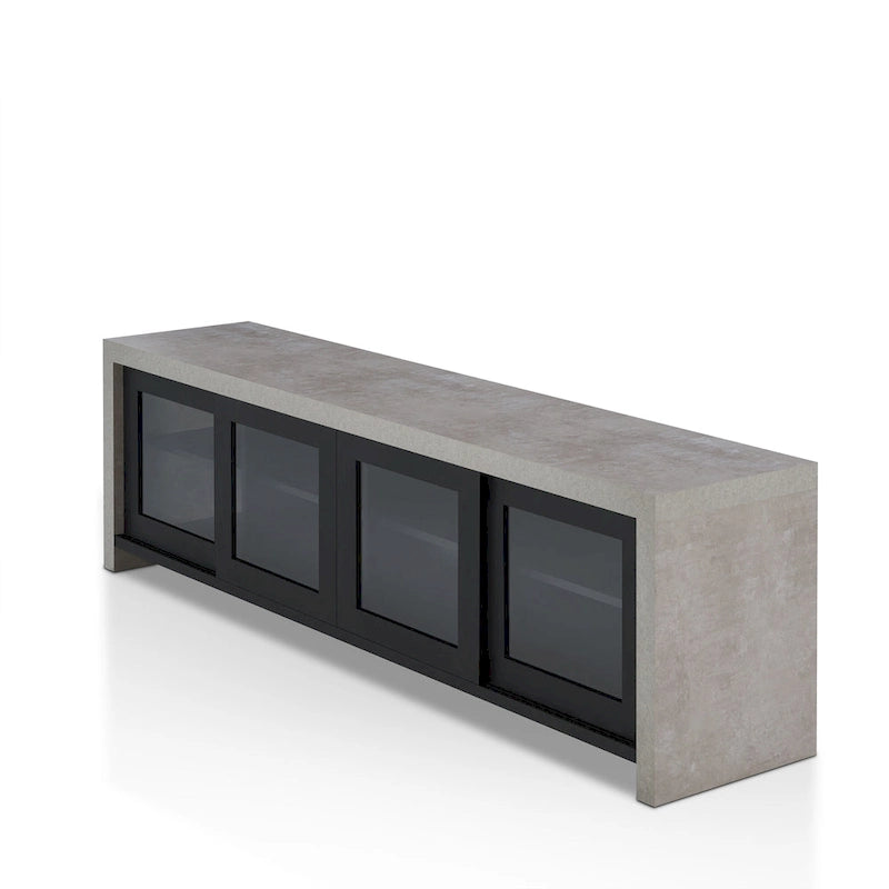 Meuble TV de rangement multifonctionnel en verre Haylin Contemporary de 71 pouces