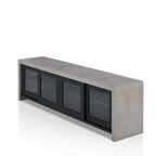 Meuble TV de rangement multifonctionnel en verre Haylin Contemporary de 71 pouces