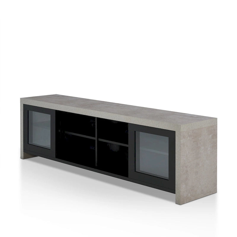 Meuble TV de rangement multifonctionnel en verre Haylin Contemporary de 71 pouces