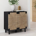 Meuble d'appoint Nathan James Beacon en bois avec portes en jonc de mer et étagère réglable