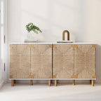 Meuble d'appoint Nathan James Beacon en bois avec portes en jonc de mer et étagère réglable
