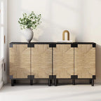 Meuble d'appoint Nathan James Beacon en bois avec portes en jonc de mer et étagère réglable