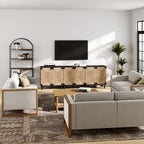Meuble d'appoint Nathan James Beacon en bois avec portes en jonc de mer et étagère réglable