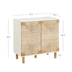 Meuble d'appoint Nathan James Beacon en bois avec portes en jonc de mer et étagère réglable