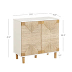 Meuble d'appoint Nathan James Beacon en bois avec portes en jonc de mer et étagère réglable