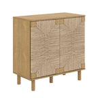 Meuble d'appoint Nathan James Beacon en bois avec portes en jonc de mer et étagère réglable