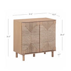 Meuble d'appoint Nathan James Beacon en bois avec portes en jonc de mer et étagère réglable