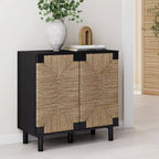 Meuble d'appoint Nathan James Beacon en bois avec portes en jonc de mer et étagère réglable