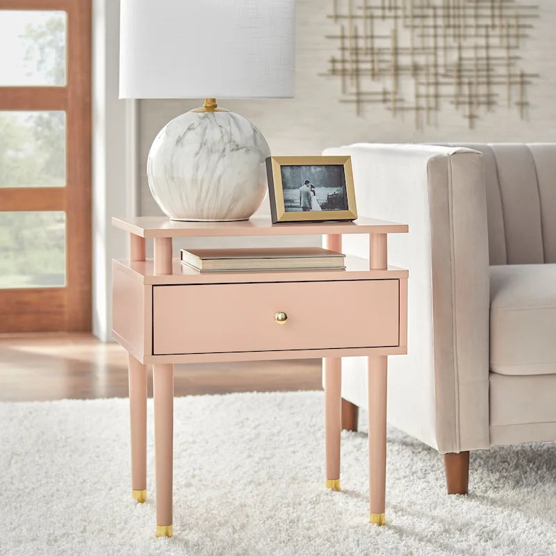 Table d'appoint à un tiroir Margo Mid-Century Simple Living
