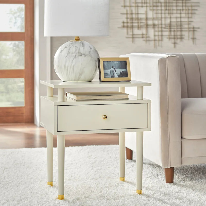 Table d'appoint à un tiroir Margo Mid-Century Simple Living