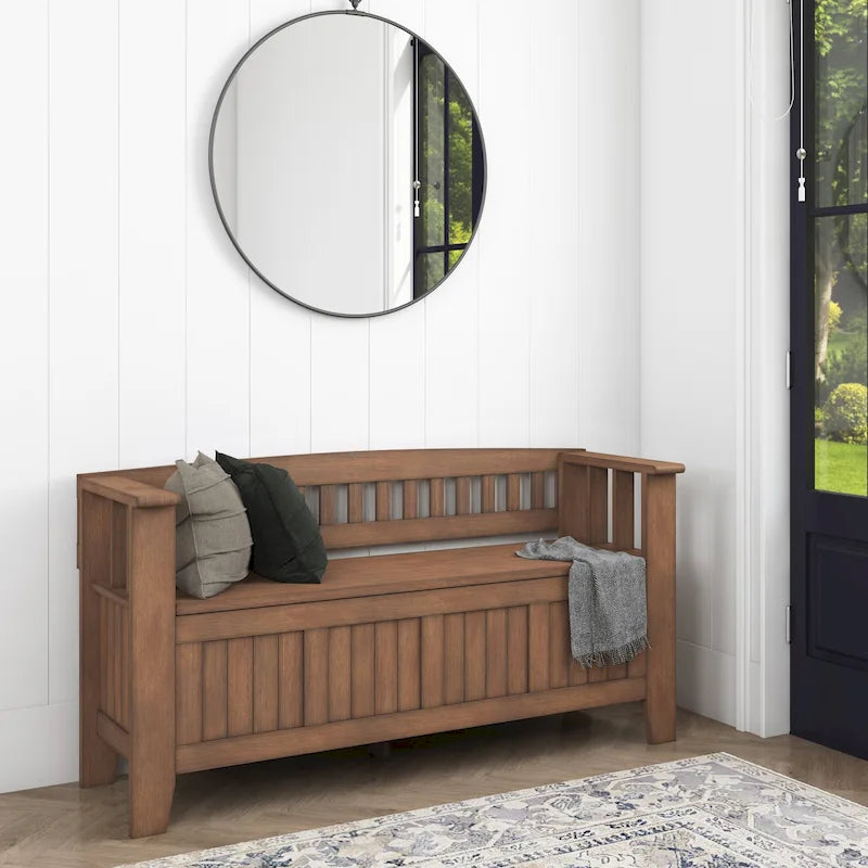 Banc de rangement en bois massif 48 po WYNDENHALL Normandy pour entrée