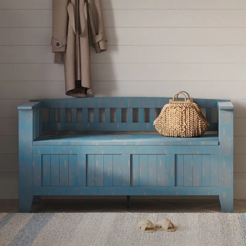 Banc de rangement en bois massif 48 po WYNDENHALL Normandy pour entrée