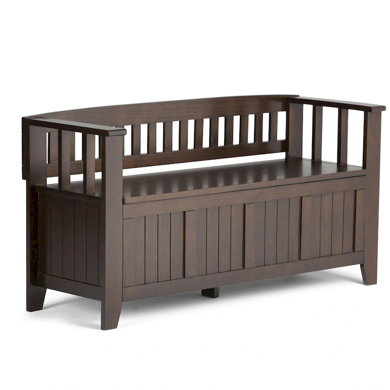 Banc de rangement en bois massif 48 po WYNDENHALL Normandy pour entrée