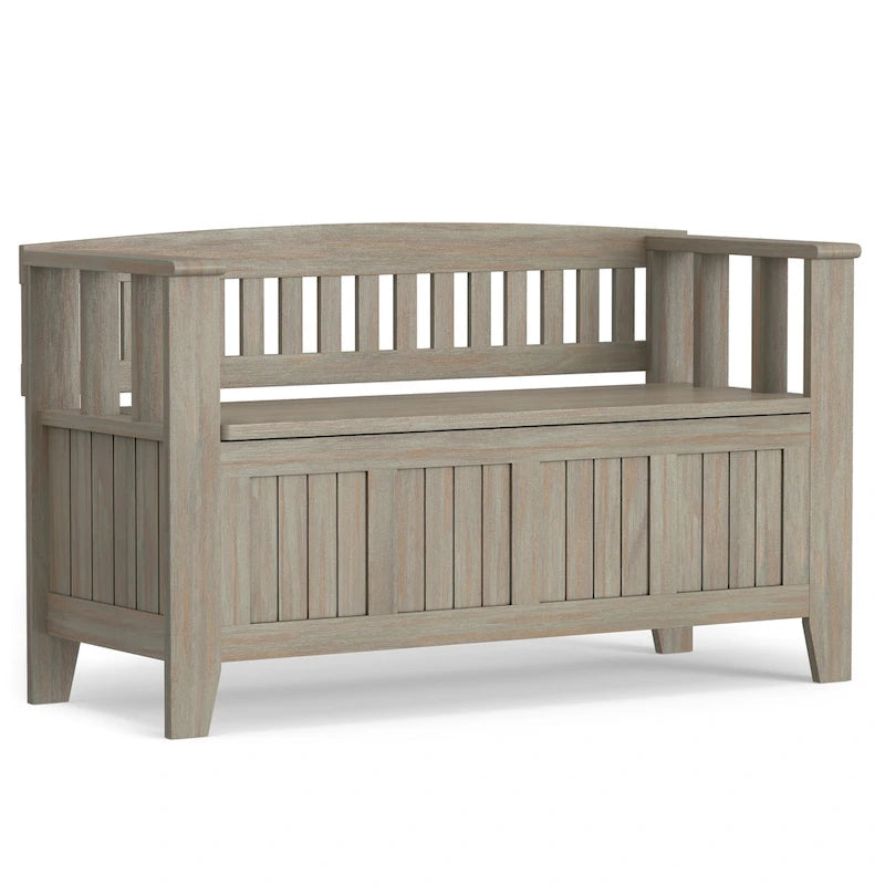 Banc de rangement en bois massif 48 po WYNDENHALL Normandy pour entrée