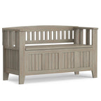 Banc de rangement en bois massif 48 po WYNDENHALL Normandy pour entrée