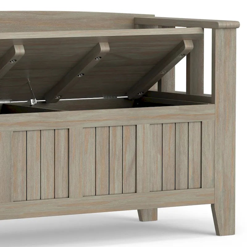 Banc de rangement en bois massif 48 po WYNDENHALL Normandy pour entrée