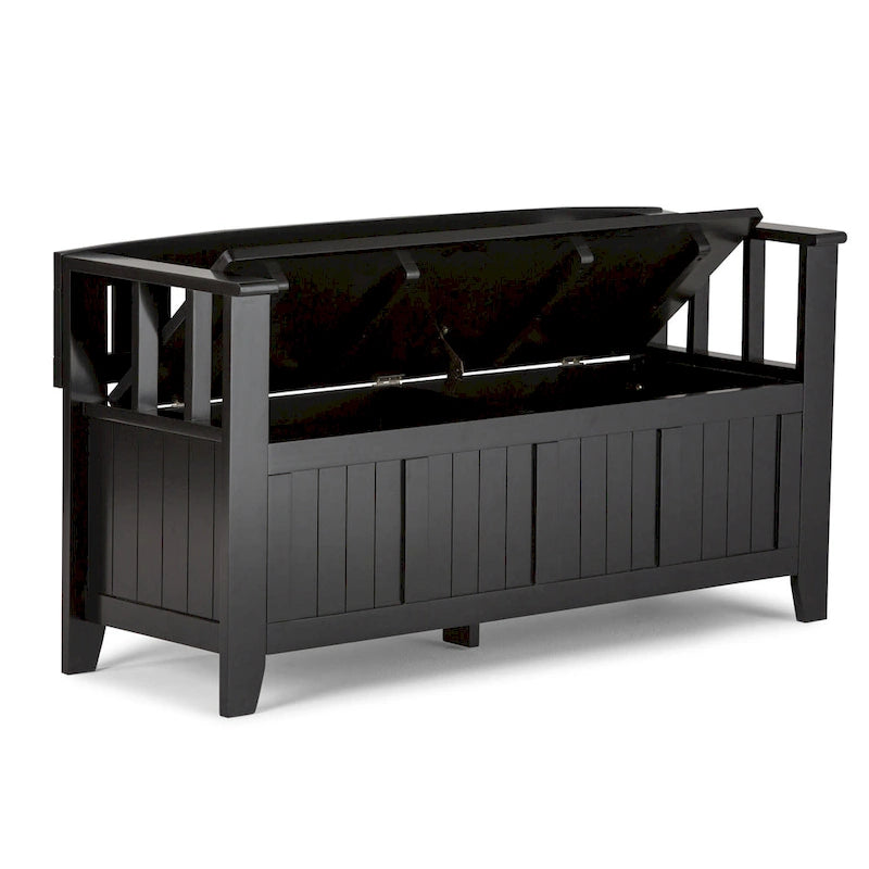 Banc de rangement en bois massif 48 po WYNDENHALL Normandy pour entrée