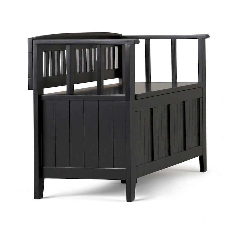 Banc de rangement en bois massif 48 po WYNDENHALL Normandy pour entrée