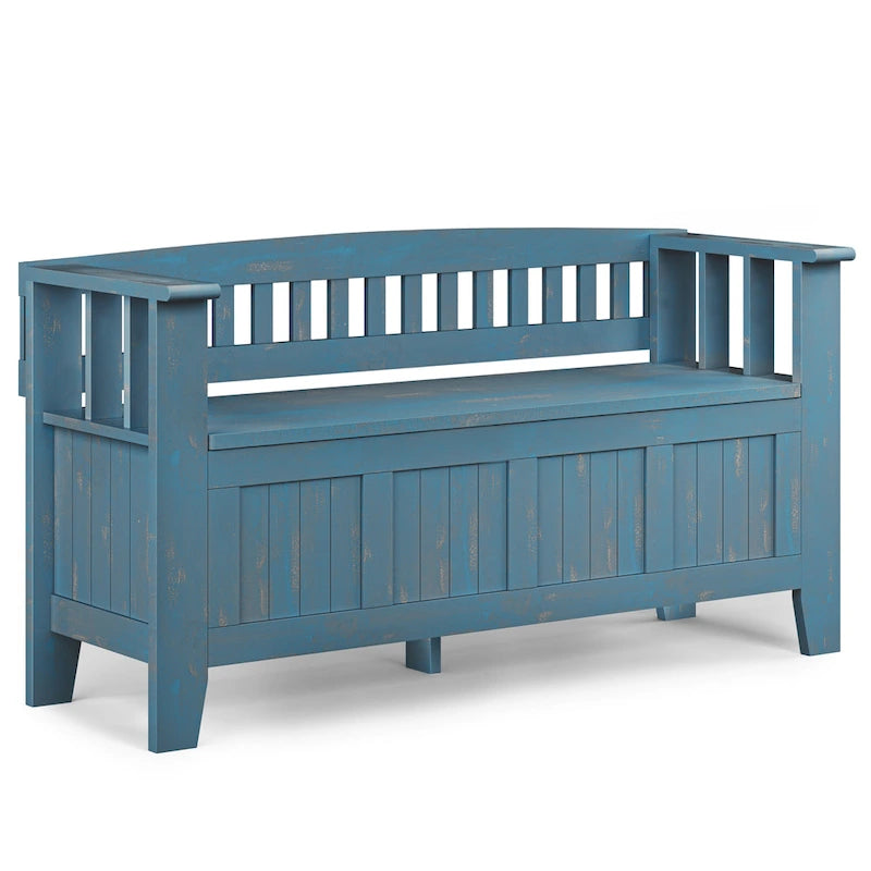 Banc de rangement en bois massif 48 po WYNDENHALL Normandy pour entrée