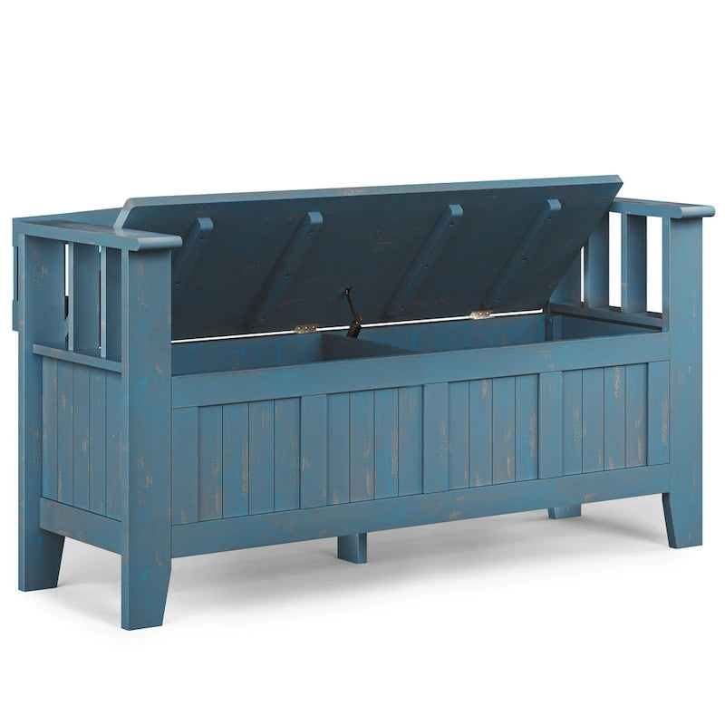 Banc de rangement en bois massif 48 po WYNDENHALL Normandy pour entrée