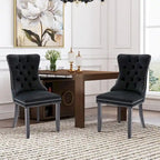 Lot de 6 chaises de salle à manger, chaises de cuisine de luxe rembourrées en velours avec dossier et assise rembourrés et pieds en bois massif - N/A